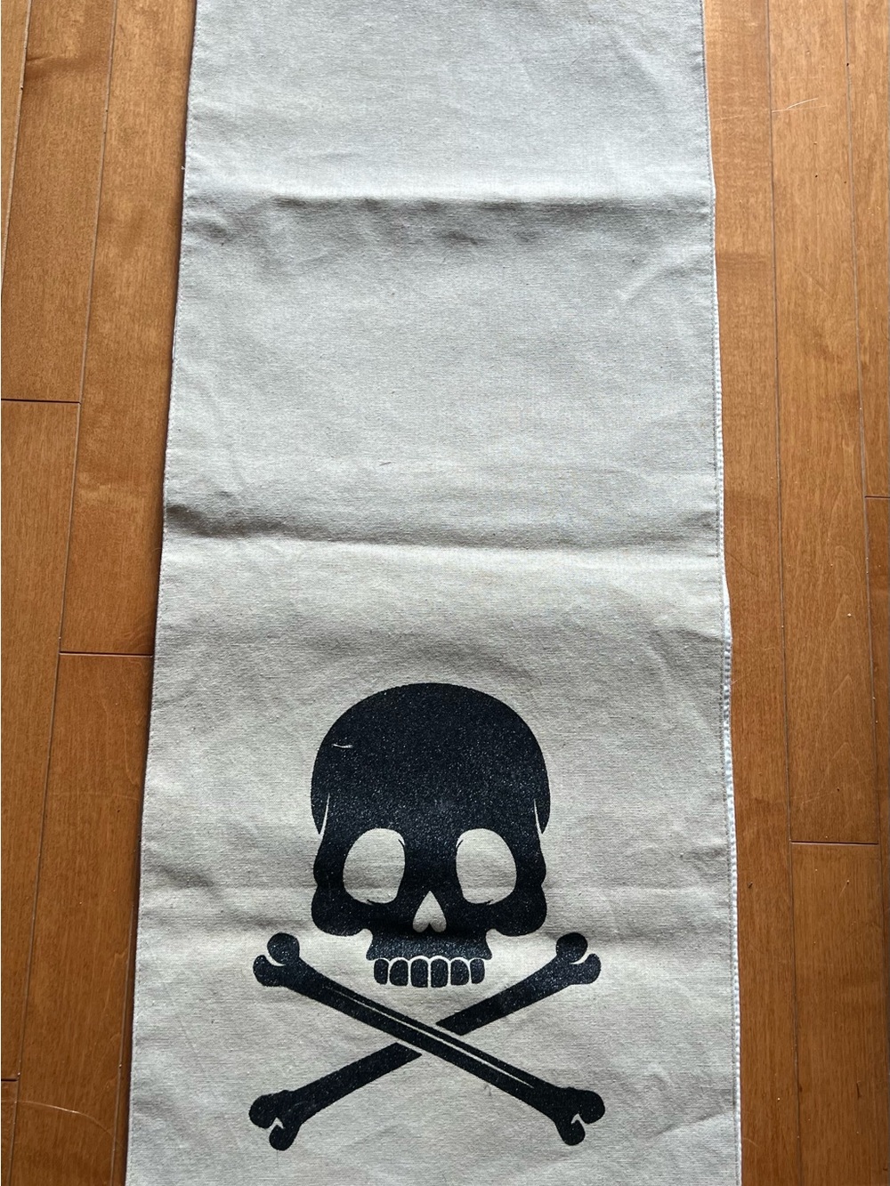 Skull & Crossbones Canvas Table Runner - Black on Natural
